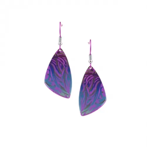 Large Swirl Plectrum Pink Drop & Dangle Earrings